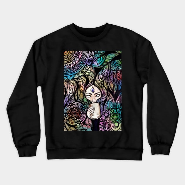 Trippy coffee lover Crewneck Sweatshirt by asiancoffeegirl